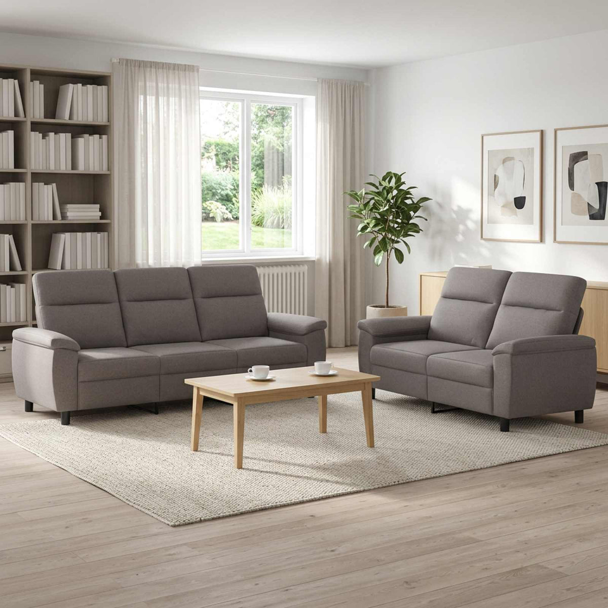Σετ Καναπέ 2 pcs Taupe Ύφασμα