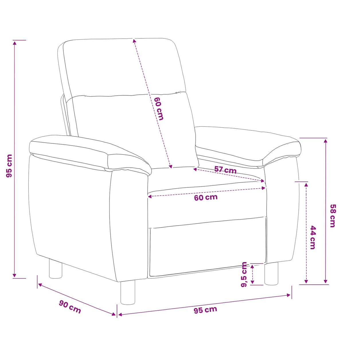 Καναπές Κρεμ 95 x 90 x 95 εκ Ύφασμα