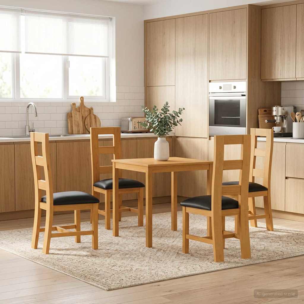 Σετ τραπεζαρίας 5 τμχ. Μαύρο Στερεό Ξύλο Δρυός - Pakobazaar