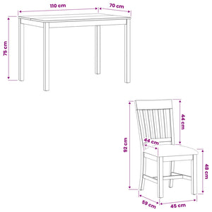 Σετ τραπεζαρίας 7 τμχ. Γκρι Στερεό Ξύλο Δρυός - Pakobazaar