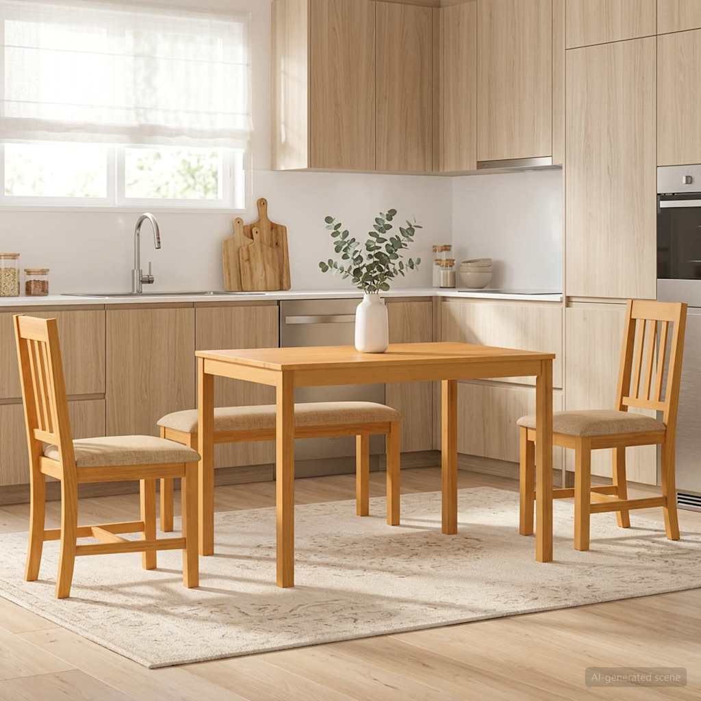 Σετ τραπεζαρίας 4 τμχ. Μπεζ Στερεό Ξύλο Δρυός
