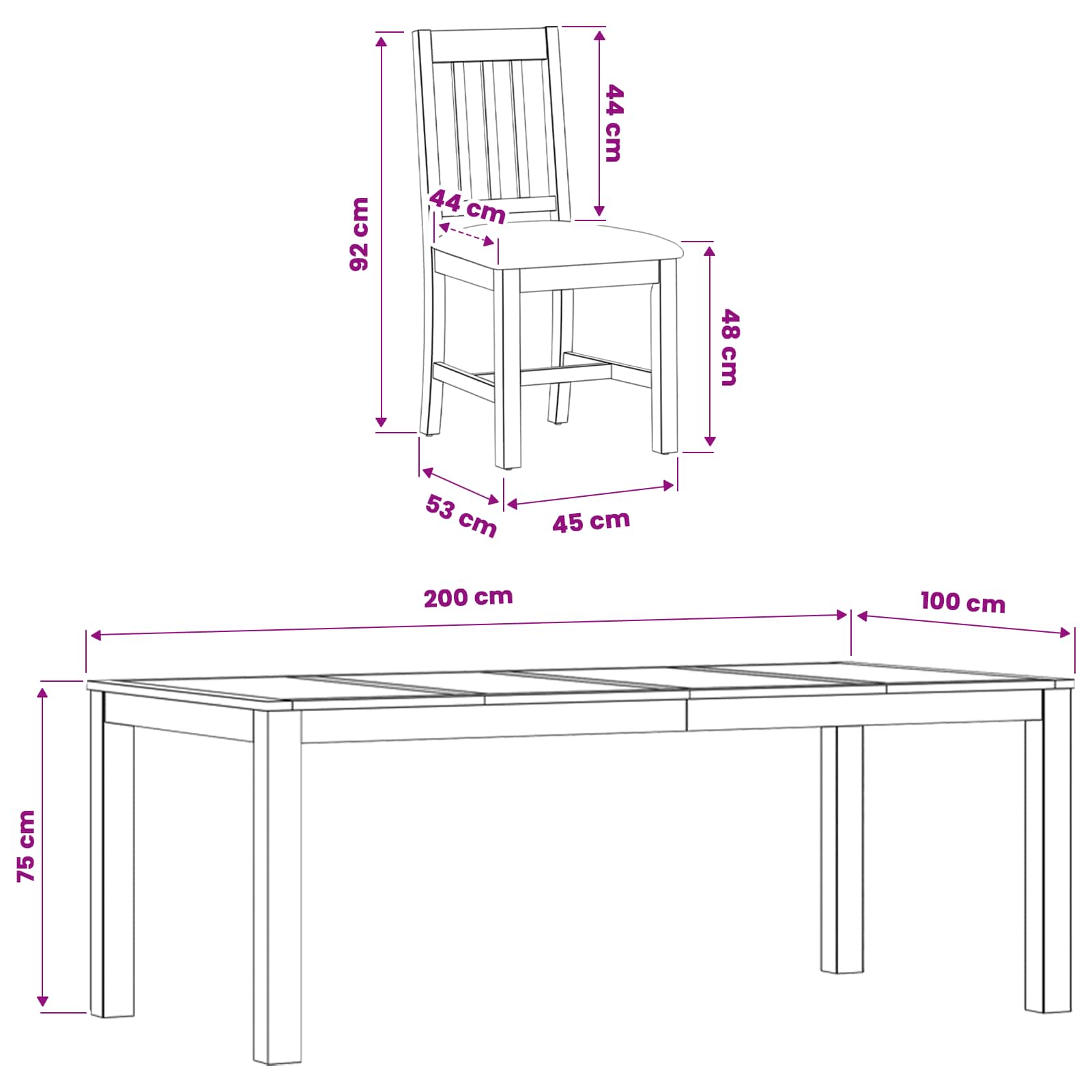 Σετ τραπεζαρίας 9 τμχ. Μαύρο Στερεό Ξύλο Δρυός - Pakobazaar