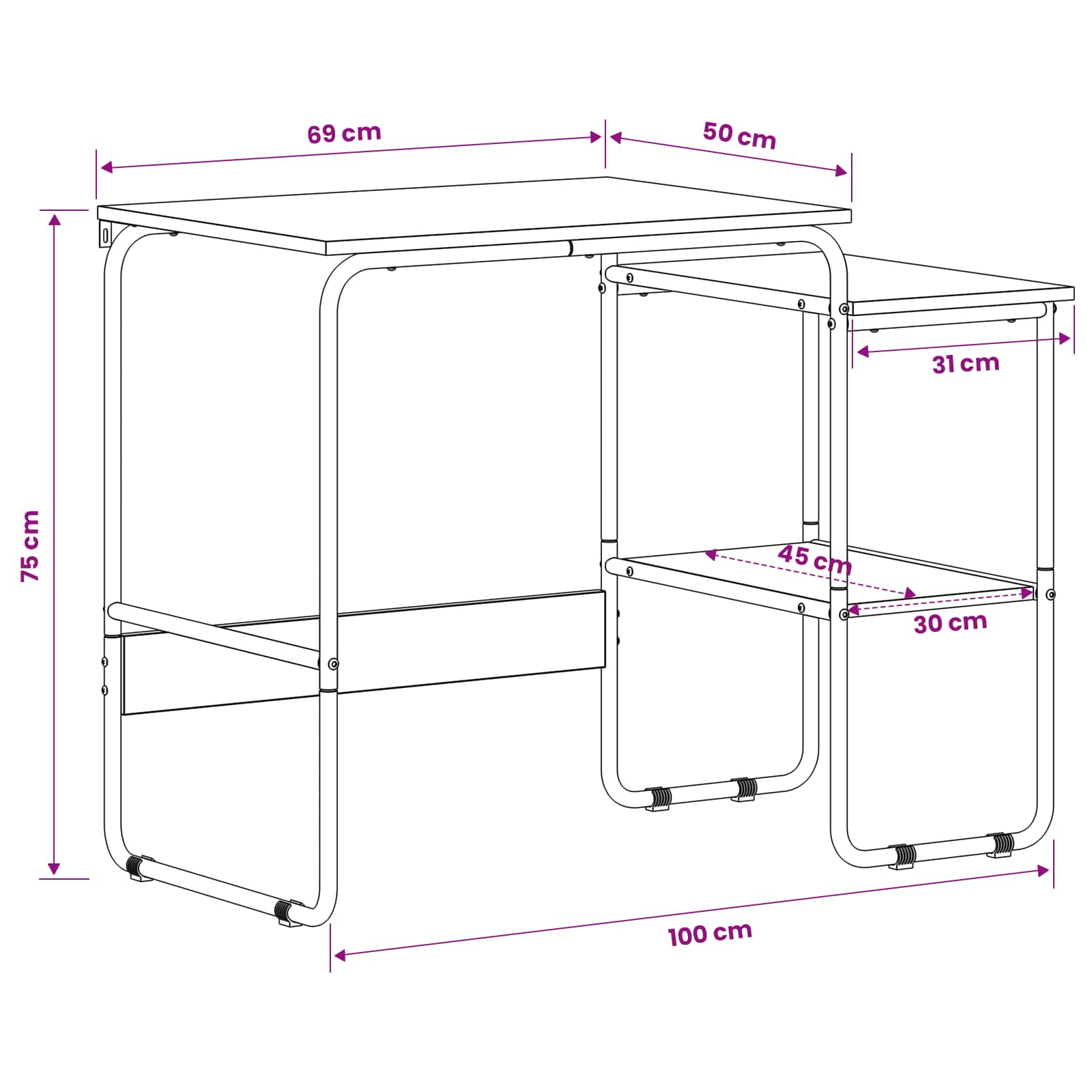 Γραφείο με αποθηκευτικό χώρο Sonoma Δρυς 100 x 50 x 75 cm - Pakobazaar