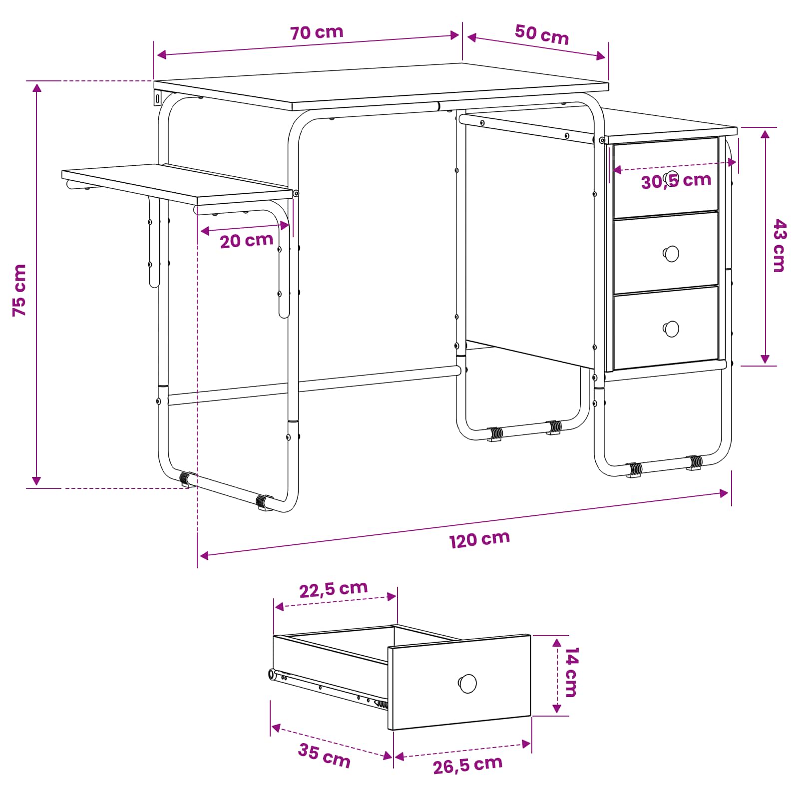 Γραφείο με αποθηκευτικό χώρο Artisan Δρυς 120 x 50 x 75 cm - Pakobazaar