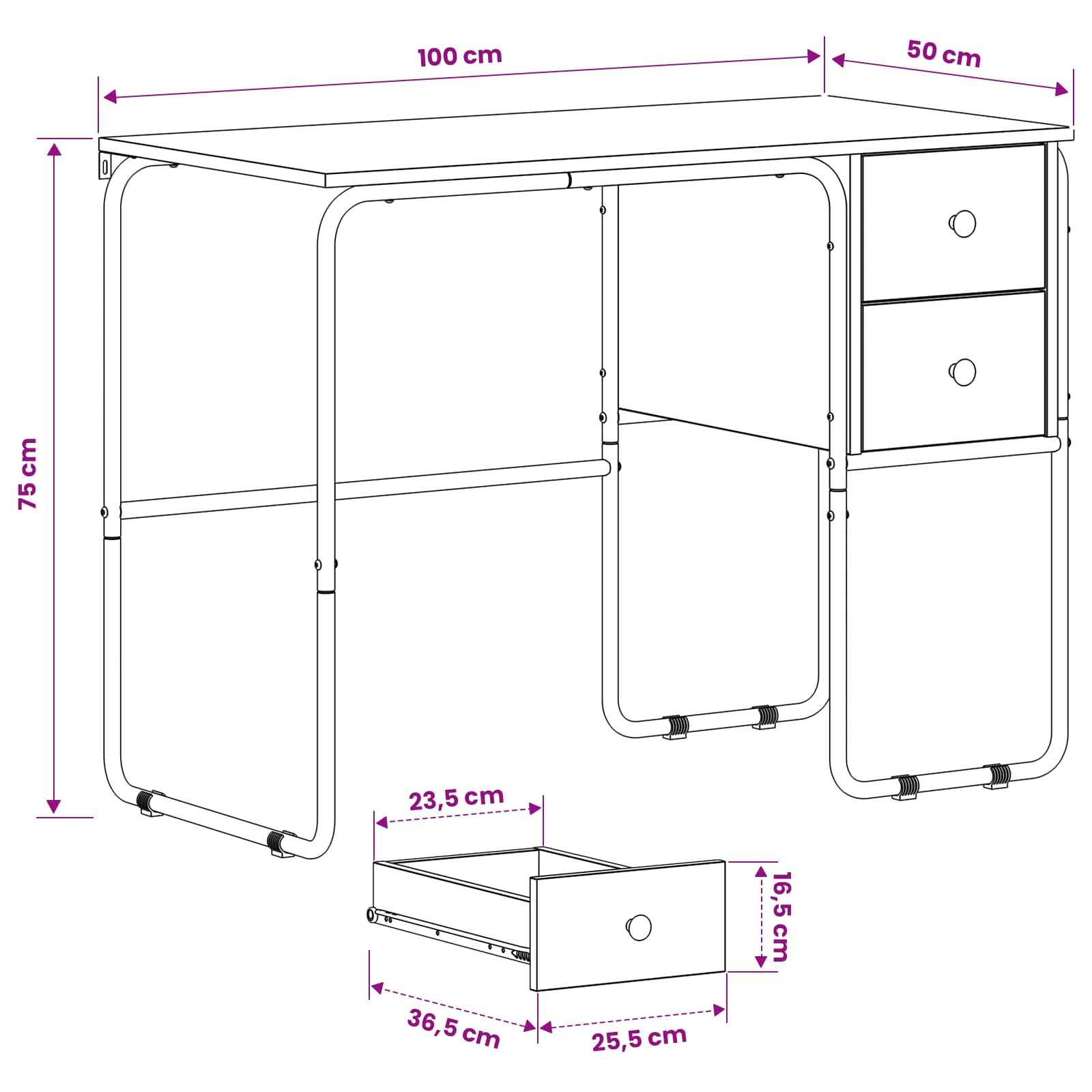 Γραφείο με αποθηκευτικό χώρο Ξύλο δρυός 100 x 50 x 75 cm - Pakobazaar