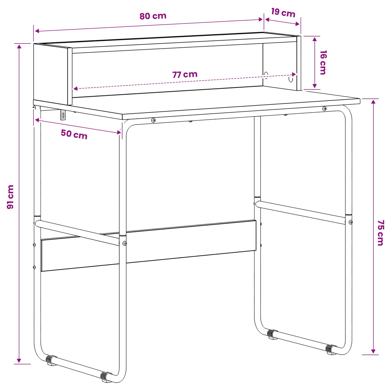 Γραφείο με αποθηκευτικό χώρο Sonoma Δρυς 80 x 50 x 91 cm - Pakobazaar