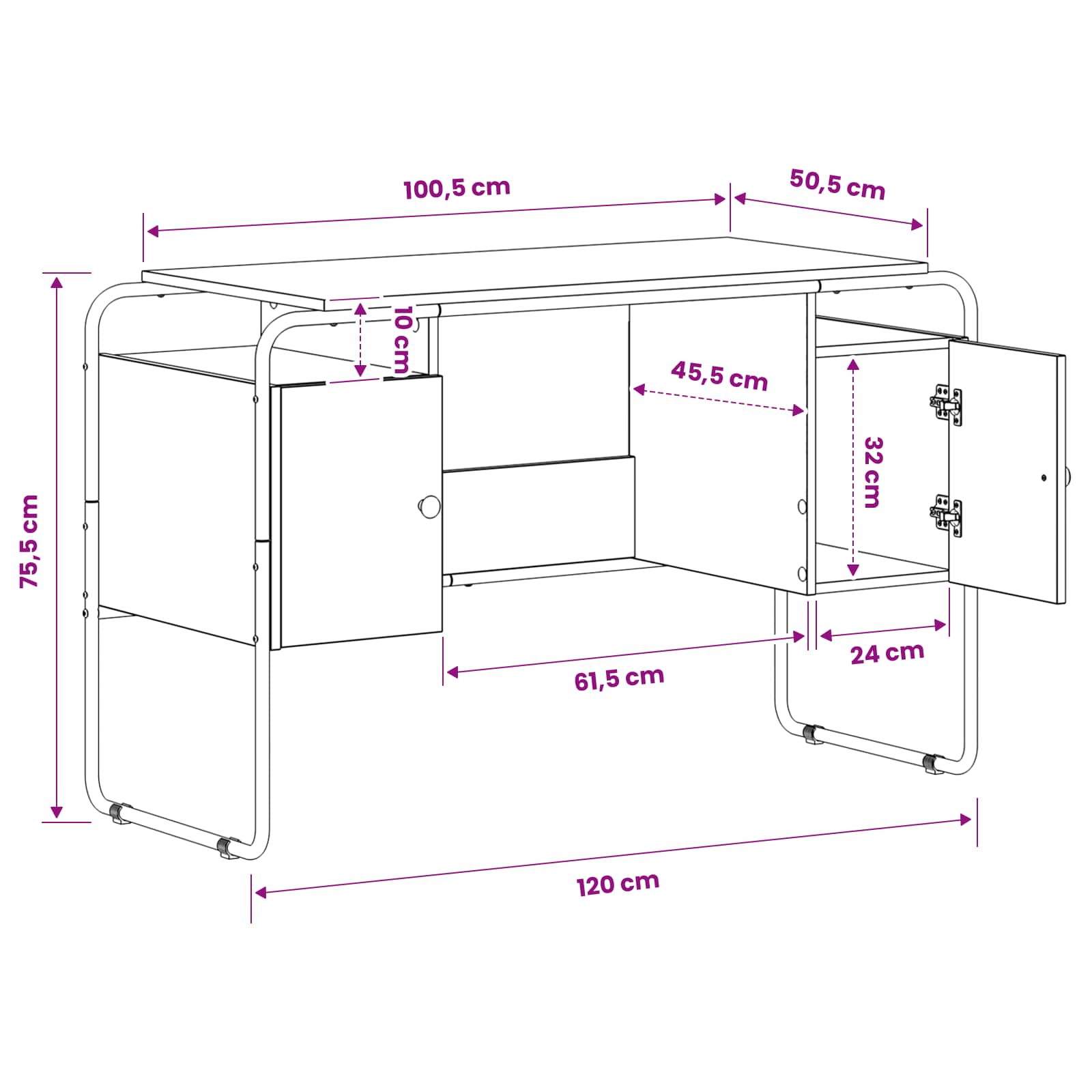 Γραφείο με αποθηκευτικό χώρο Artisan Δρυς 120 x 50,5 x 75,5 εκ. - Pakobazaar