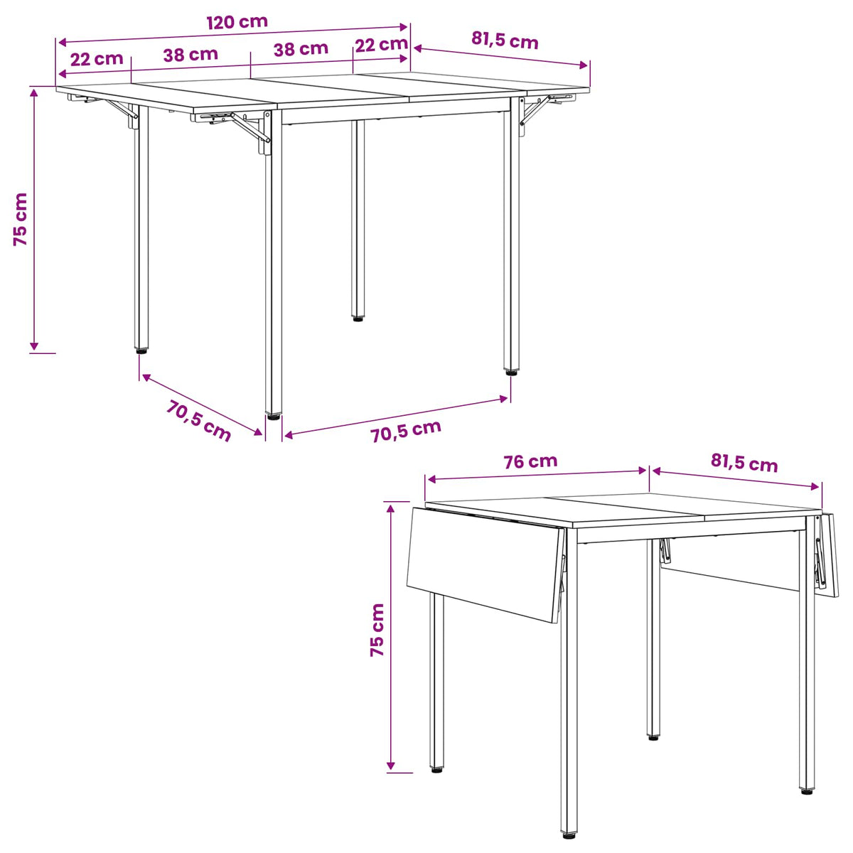 Επεκτάσιμο τραπέζι φαγητού 120 x 81,5 x 75 εκ. Γκρι Sonoma