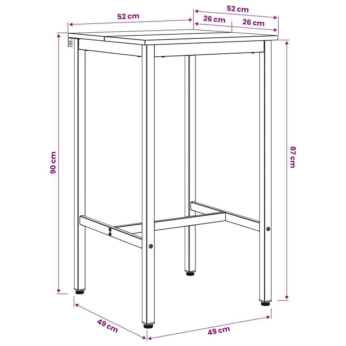 Τραπέζι μπαρ 52 x 52 x 90 εκ Επεξεργασμένο Ξύλο Artisan Δρυς - Pakobazaar
