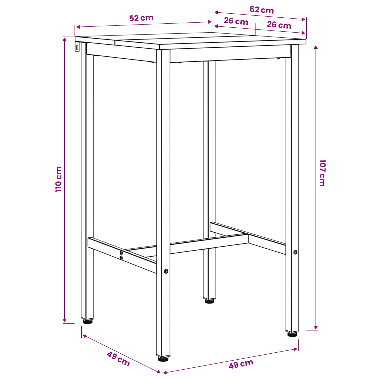 Τραπέζι μπαρ 52 x 52 x 110 εκ Επεξεργασμένο Ξύλο Artisan Δρυς - Pakobazaar