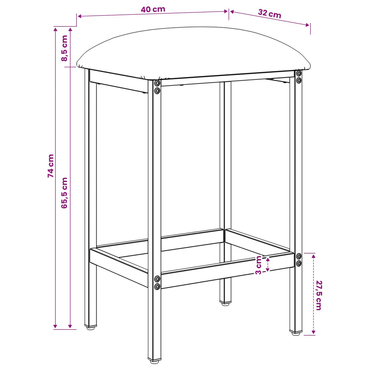 Μπαρ σκαμπό 2 τμχ. Σκούρο Γκρι 40 x 32 x 74 εκ - Pakobazaar