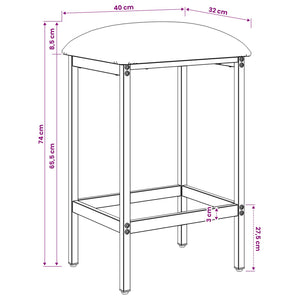 Μπαρ σκαμπό 2 τμχ. Σκούρο Γκρι 40 x 32 x 74 εκ - Pakobazaar
