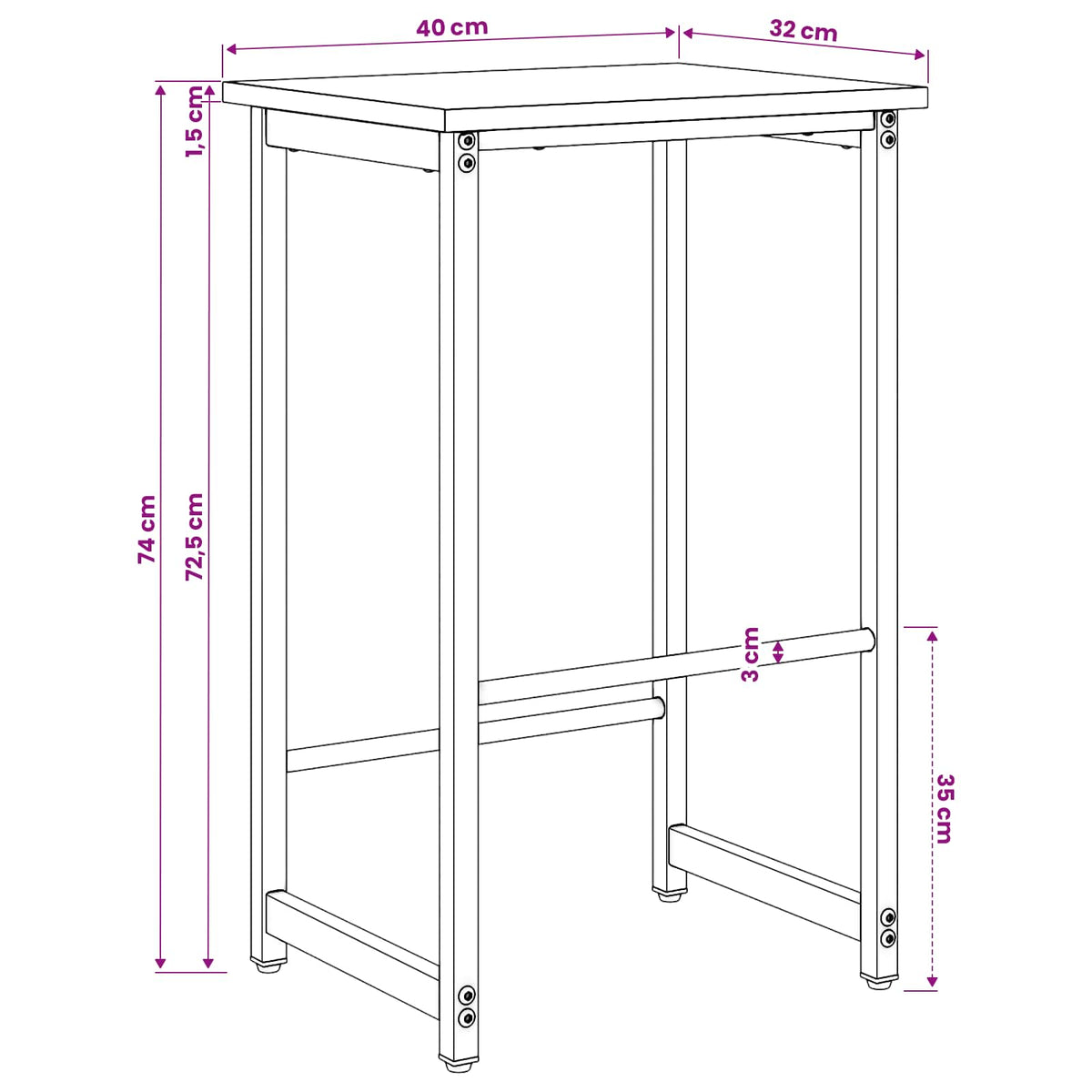Μπαρ σκαμπό 2 τμχ. Γκρι Sonoma 40 x 32 x 74 εκ - Pakobazaar