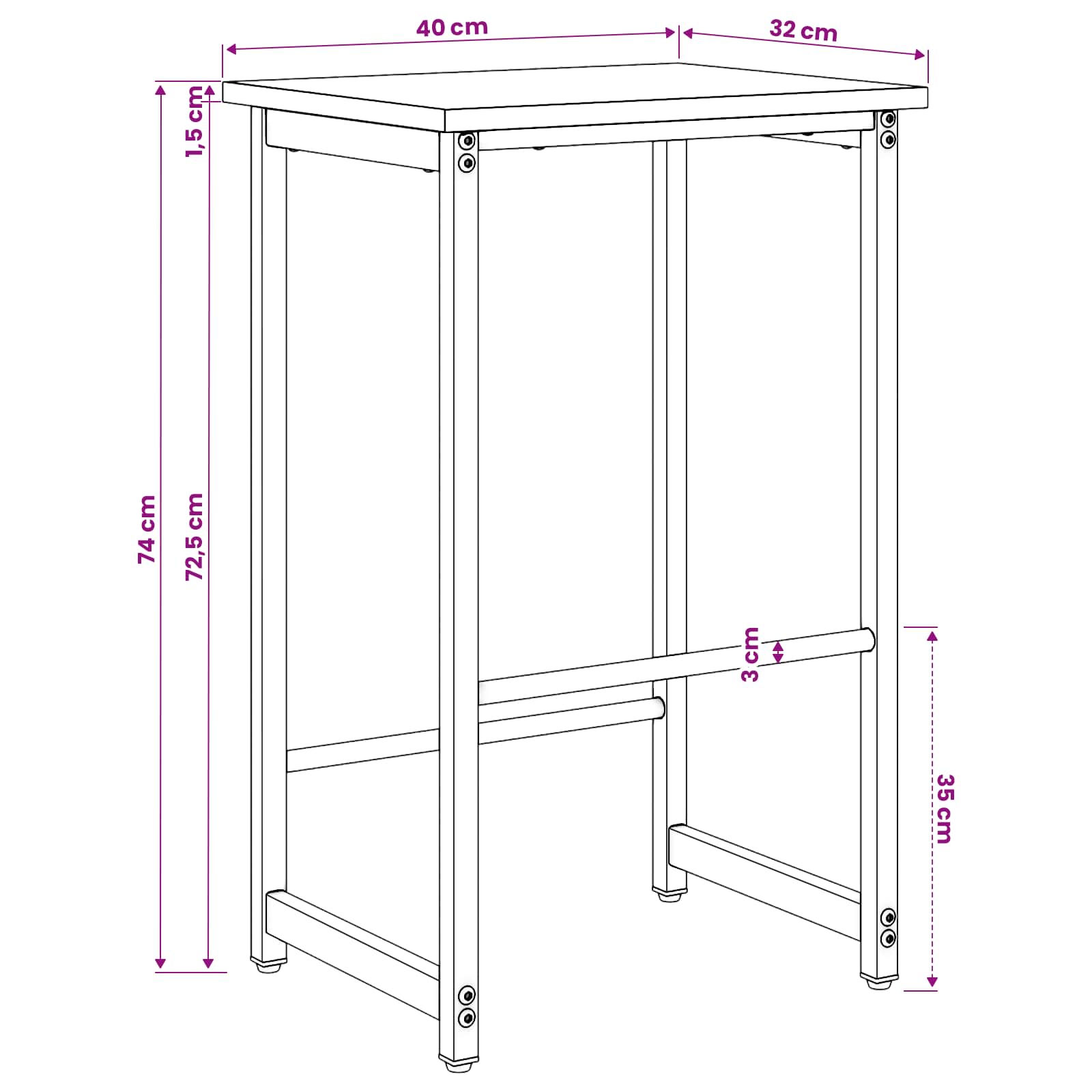 Μπαρ σκαμπό 2 τμχ. Γκρι Sonoma 40 x 32 x 74 εκ - Pakobazaar