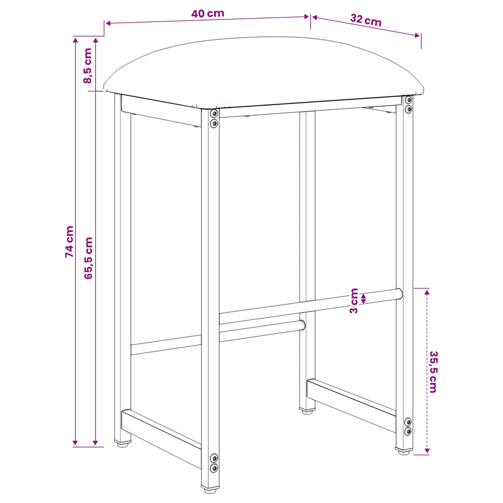 Μπαρ σκαμπό 2 τμχ. Ανοιχτό γκρι 40 x 32 x 74 εκ - Pakobazaar
