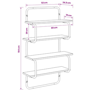 Ράφι 4-επίπεδο Sonoma Δρυς 60 x 24,5 x 104 εκ