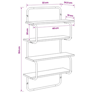 Ράφι 4-επίπεδο Sonoma Δρυς 40 x 24,5 x 104 εκ - Pakobazaar