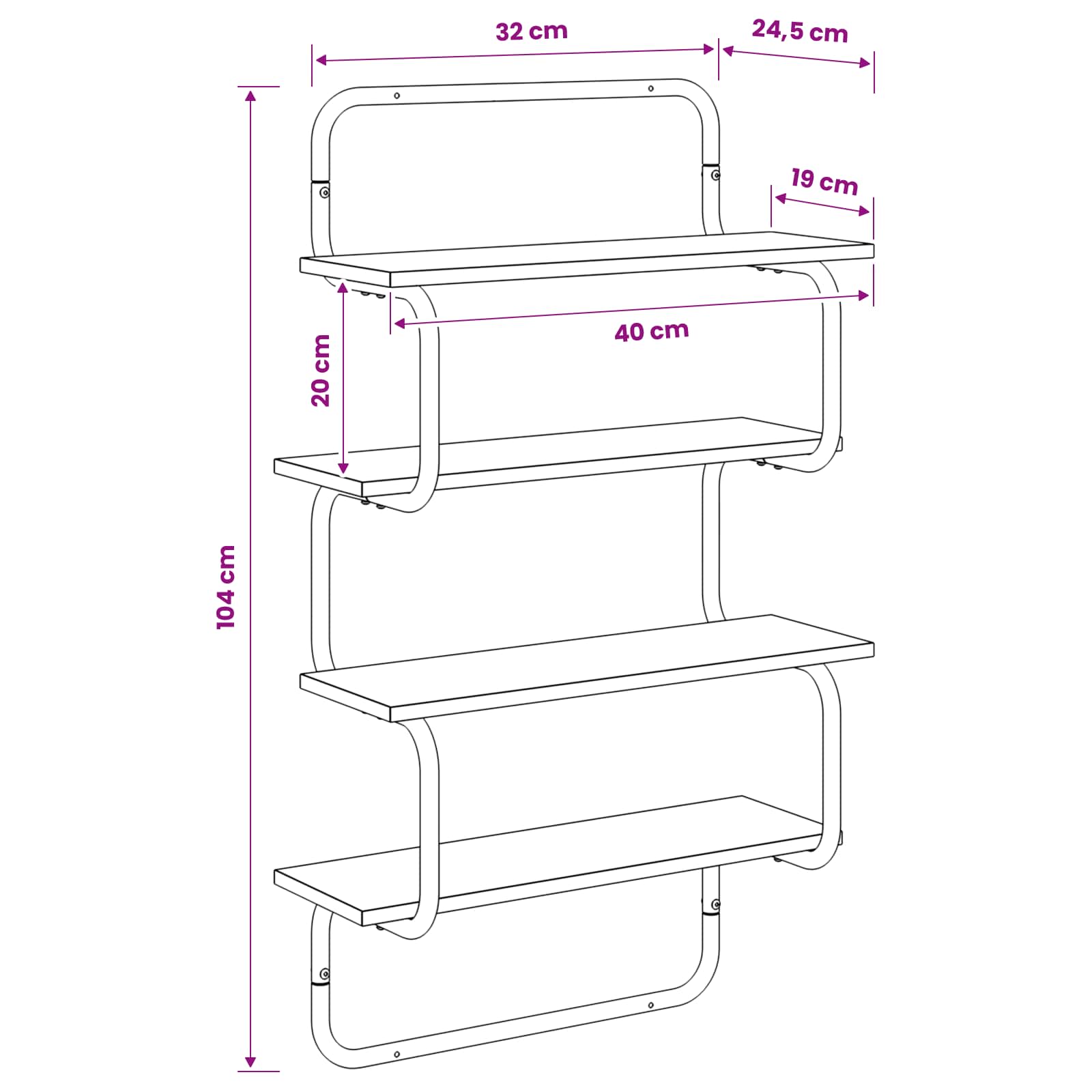 Ράφι 4-επίπεδο Artisan Δρυς 40 x 24,5 x 104 εκ - Pakobazaar