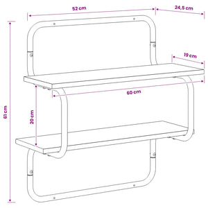 Ράφι Τοίχου 2 Επιπέδων Artisan Δρυς 60 x 24,5 x 61 εκ - Pakobazaar