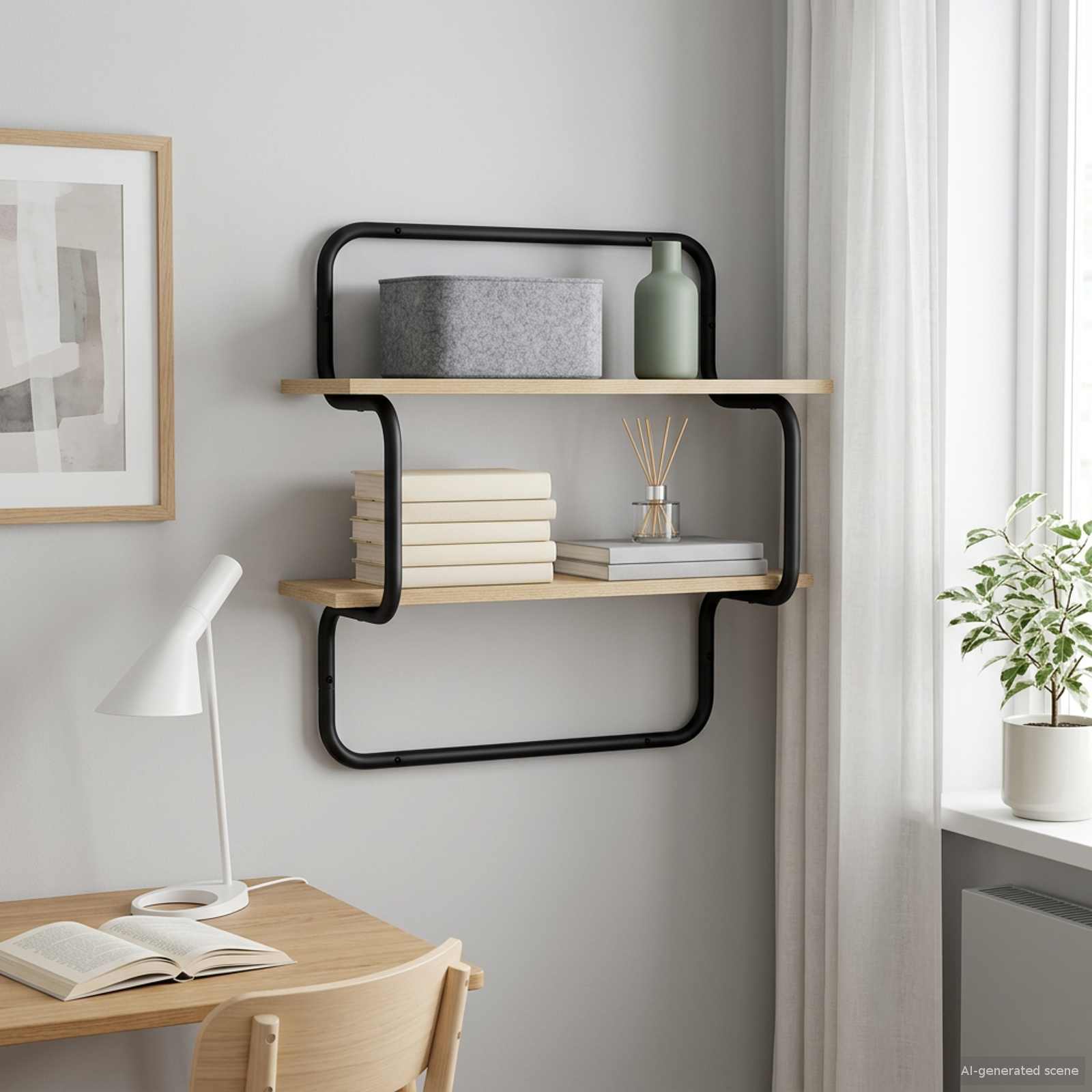 Ράφι τοίχου 2 επιπέδων Sonoma Δρυς 40 x 24,5 x 61 εκ - Pakobazaar