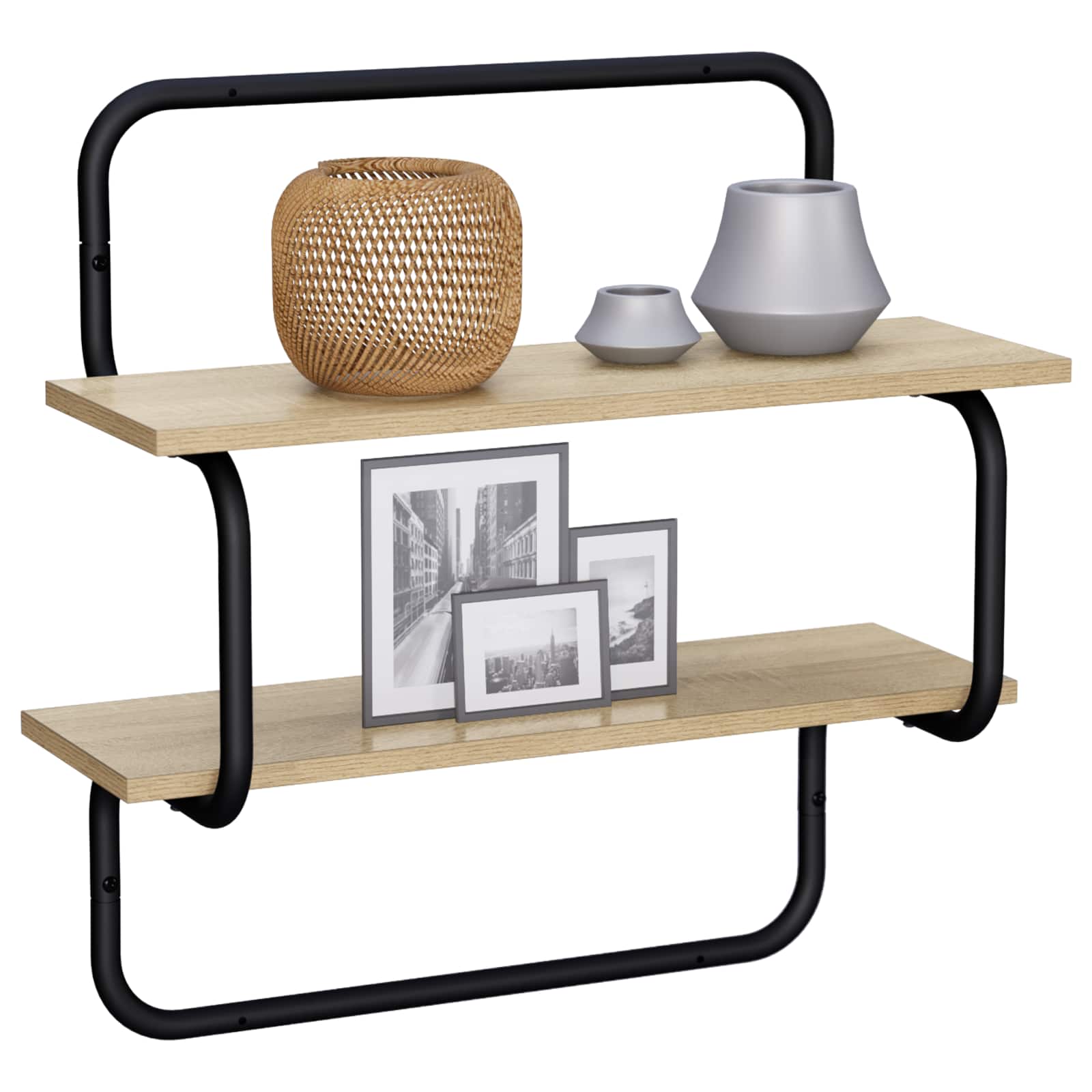 Ράφι τοίχου 2 επιπέδων Sonoma Δρυς 40 x 24,5 x 61 εκ - Pakobazaar