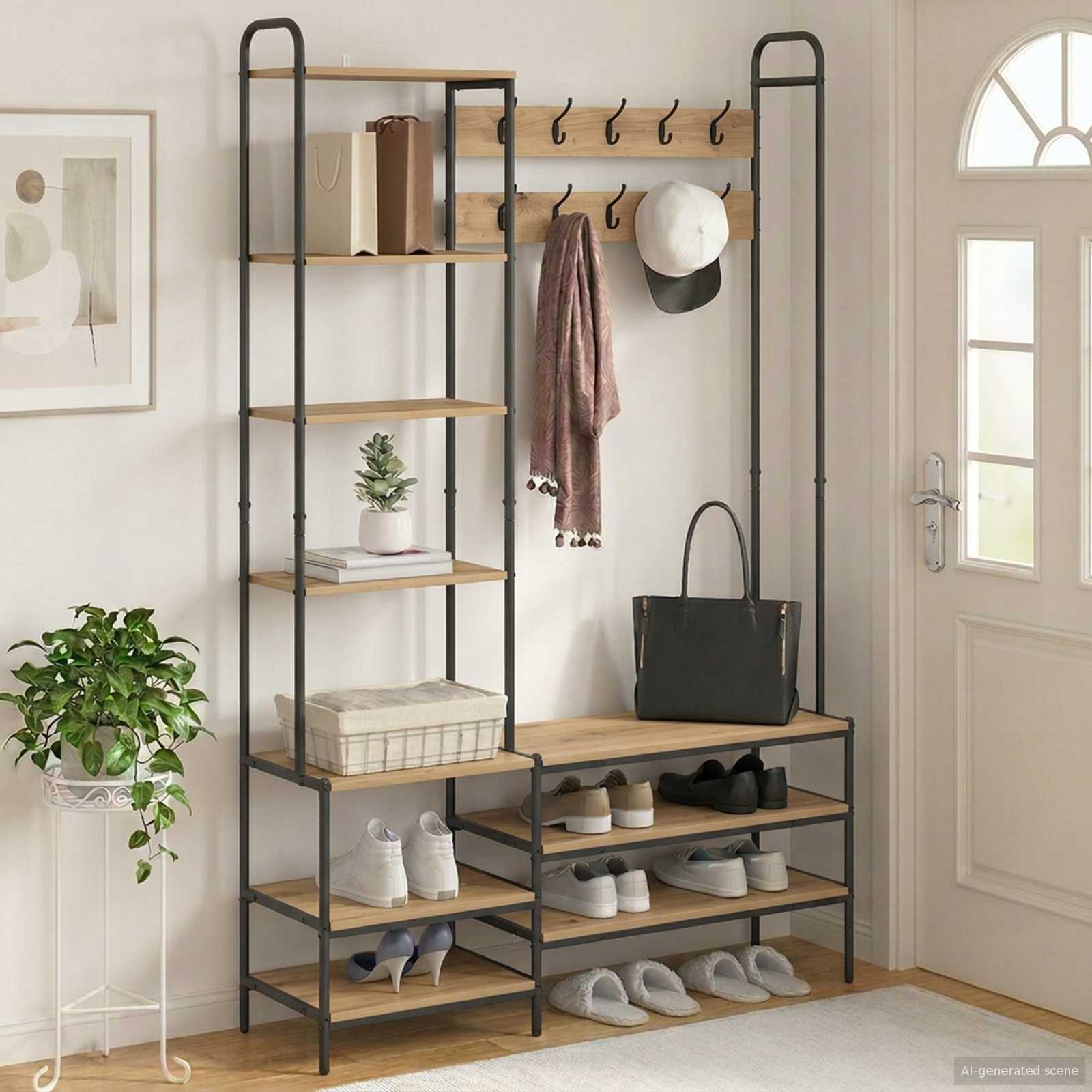 Κρεμάστρα παλτών με παγκάκι για παπούτσια Artisan Δρυς - Pakobazaar
