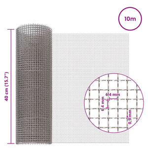 Πλέγμα Οθόνης 40 x 1000 εκ 3 Mesh Ανοξείδωτο Ατσάλι 201 Ασημί - Pakobazaar