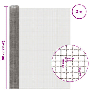 Πλέγμα Οθόνης 100 x 200 cm 3 Mesh Ανοξείδωτο Ατσάλι 201 Ασημί - Pakobazaar