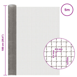Πλέγμα Οθόνης 100 x 500 cm 3 Mesh Ανοξείδωτο Ατσάλι 201 Ασημί - Pakobazaar