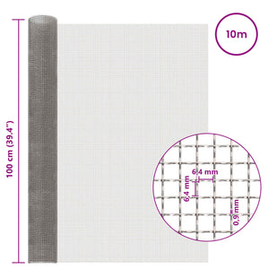 Πλέγμα Οθόνης 100 x 1000 cm 3 Mesh Ανοξείδωτο Ατσάλι 201 Ασημί - Pakobazaar