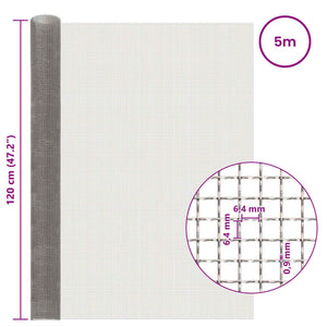 Πλέγμα Οθόνης 120 x 500 cm 3 Mesh Ανοξείδωτο Ατσάλι 201 Ασημί - Pakobazaar