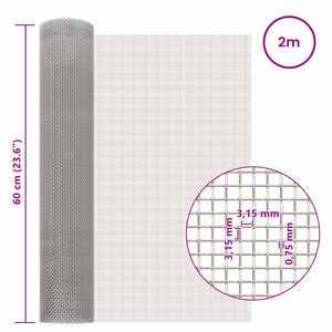 Πλέγμα Οθόνης 60 x 200 cm 6 Mesh Ανοξείδωτο Ατσάλι 201 Ασημί - Pakobazaar