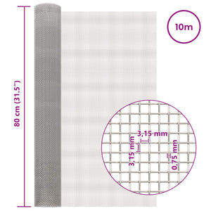 Πλέγμα Οθόνης 80 x 1000 cm 6 Mesh Ανοξείδωτο Ατσάλι 201 Ασημί - Pakobazaar