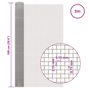 Πλέγμα Οθόνης 100 x 200 cm 6 Mesh Ανοξείδωτο Ατσάλι 201 Ασημί - Pakobazaar