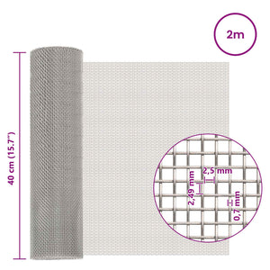 Πλέγμα Οθόνης 40 x 200 cm 8 Mesh Ανοξείδωτο Ατσάλι 201 Ασημί - Pakobazaar