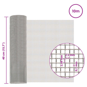 Πλέγμα Οθόνης 40 x 1000 εκ 8 Mesh Ανοξείδωτο Ατσάλι 201 Ασημί - Pakobazaar