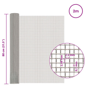 Πλέγμα Οθόνης 80 x 200 cm 8 Mesh Ανοξείδωτο Ατσάλι 201 Ασημί - Pakobazaar