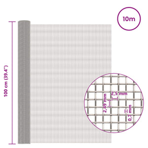 Πλέγμα Οθόνης 100 x 1000 cm 8 Mesh Ανοξείδωτο Ατσάλι 201 Ασημί - Pakobazaar