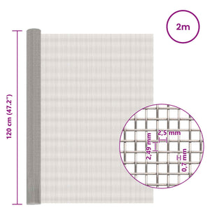 Πλέγμα Οθόνης 120 x 200 cm 8 Mesh Ανοξείδωτο Ατσάλι 201 Ασημί - Pakobazaar