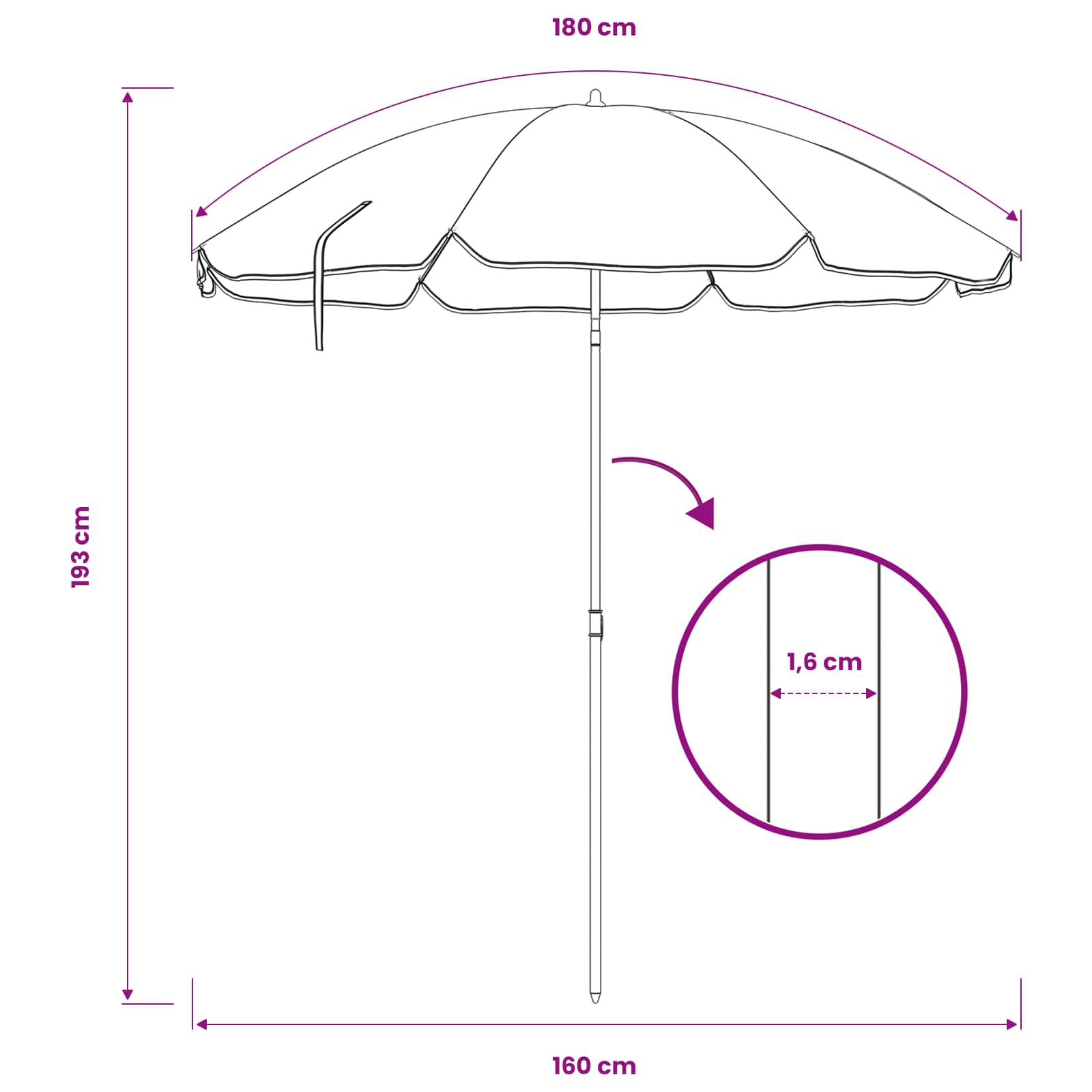 Ομπρέλα Κήπου 160 cm 170T πολυεστέρας Πορτοκαλί