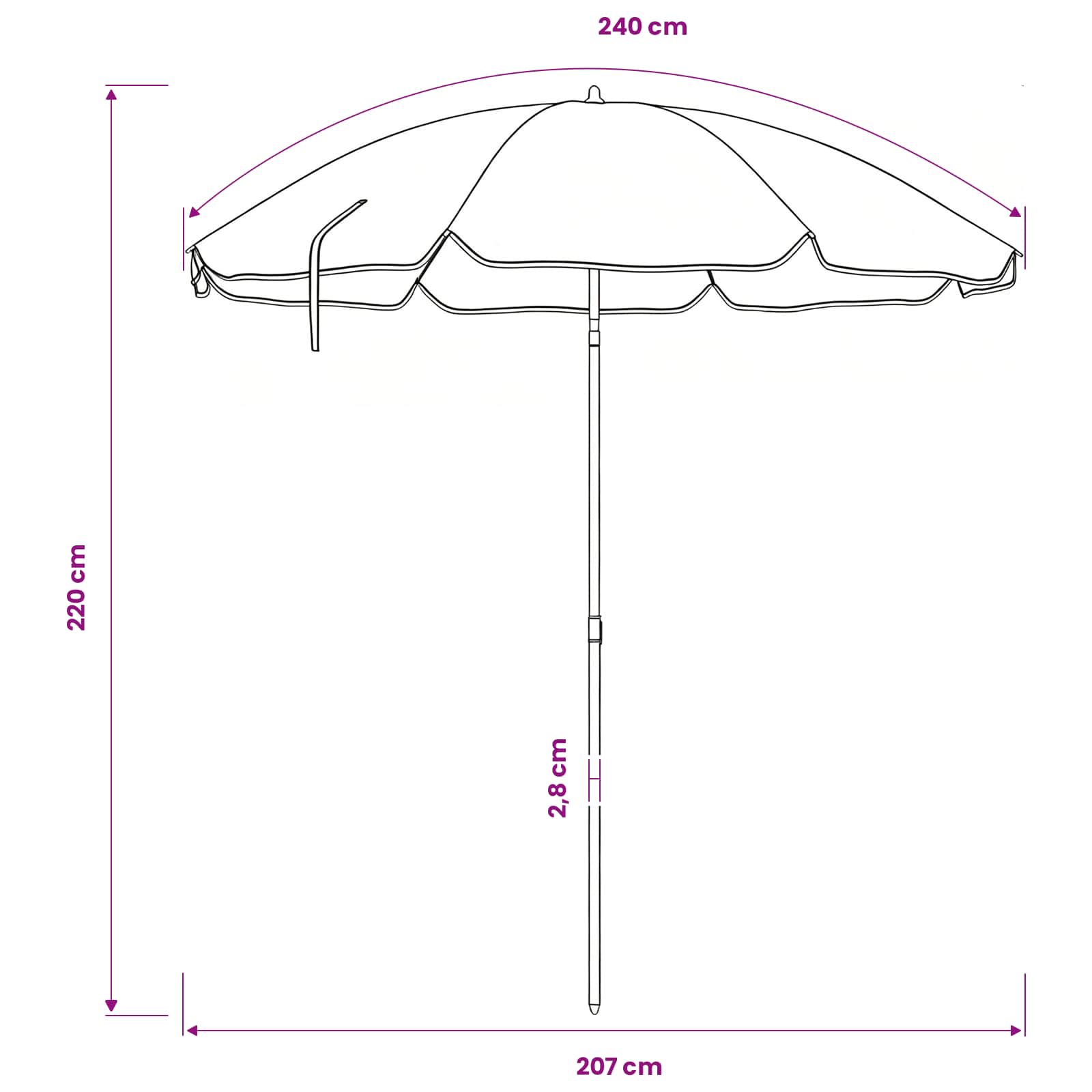 Ομπρέλα Κήπου 240 cm 170T πολυεστέρας Πορτοκαλί