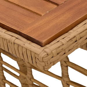 Τραπέζι Κήπου Φυσικό 100 x 55 x 37 cm PE Rattan και Γυαλί - Pakobazaar