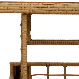 Τραπέζι Κήπου Φυσικό 100 x 55 x 37 cm PE Rattan και Γυαλί - Pakobazaar