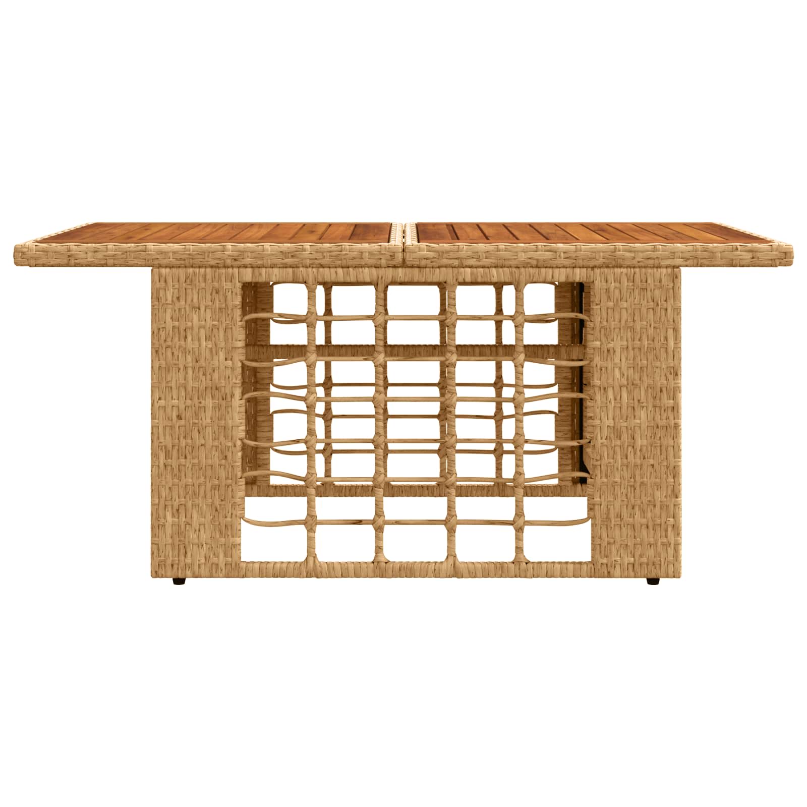 Τραπέζι Κήπου Φυσικό 100 x 55 x 37 cm PE Rattan και Γυαλί - Pakobazaar