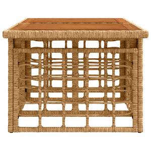 Τραπέζι Κήπου Φυσικό 100 x 55 x 37 cm PE Rattan και Γυαλί - Pakobazaar