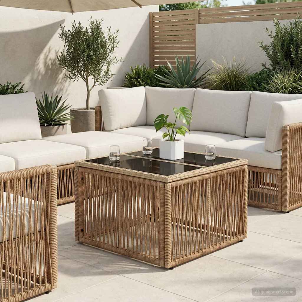 Τραπέζι Κήπου Μπεζ και Μαύρο 55 x 55 x 37 εκ - Pakobazaar