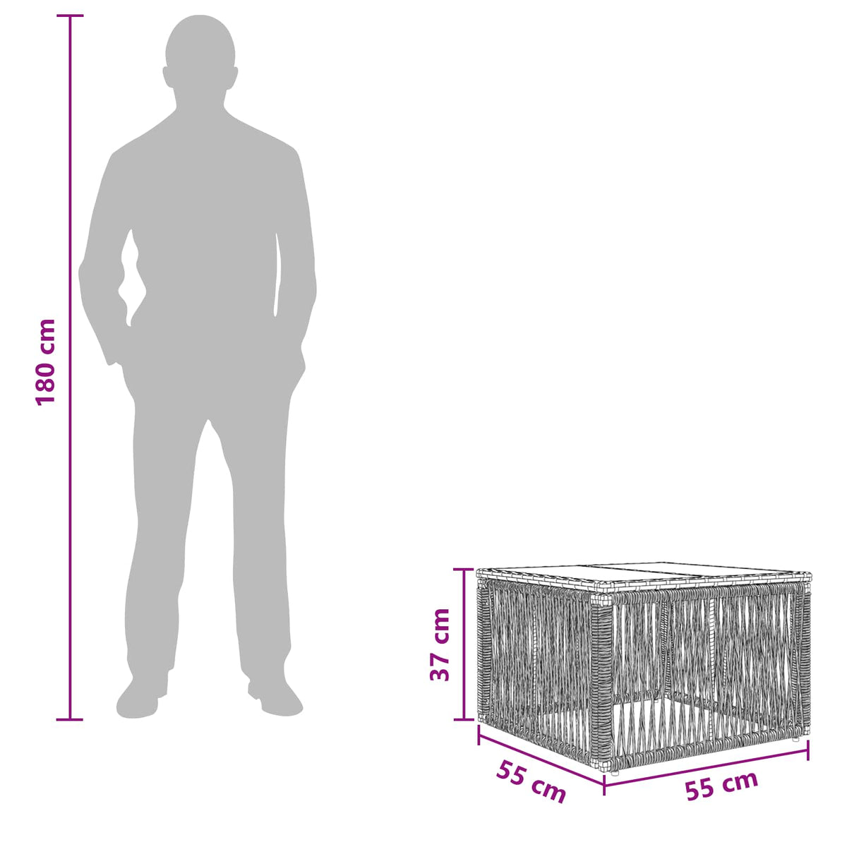Τραπέζι Κήπου Μπεζ και Μαύρο 55 x 55 x 37 εκ - Pakobazaar