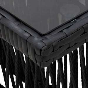 Τραπέζι Κήπου Μαύρο 100 x 55 x 37 cm PE Rattan και Γυαλί - Pakobazaar