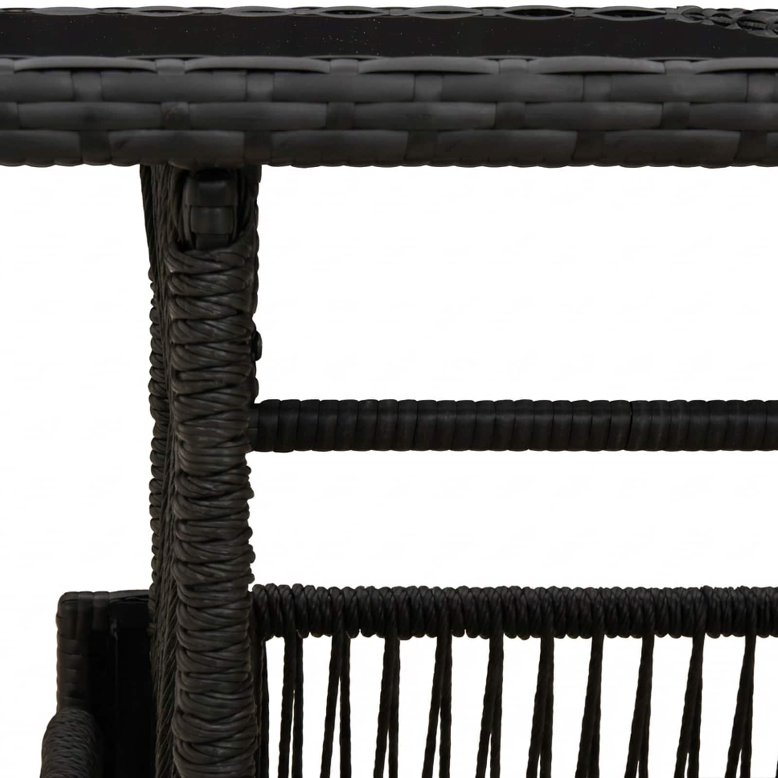 Τραπέζι Κήπου Μαύρο 100 x 55 x 37 cm PE Rattan και Γυαλί - Pakobazaar