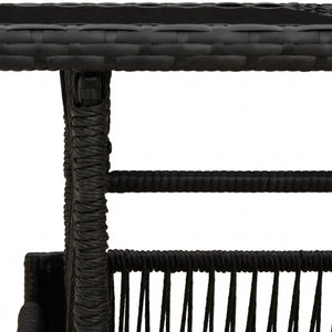 Τραπέζι Κήπου Μαύρο 100 x 55 x 37 cm PE Rattan και Γυαλί - Pakobazaar